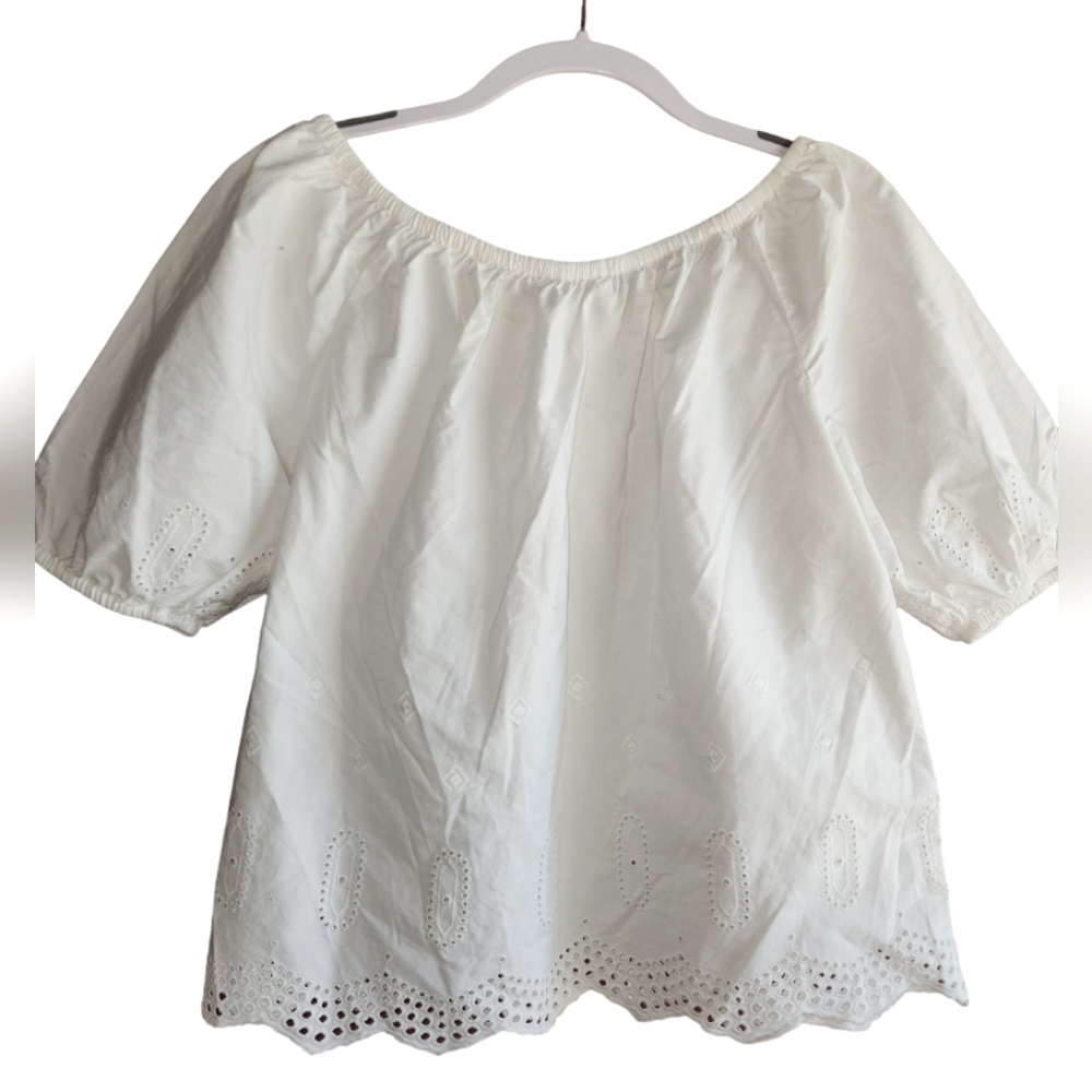 EUC! Loft, White Eyelet Top - Picture 2 of 4